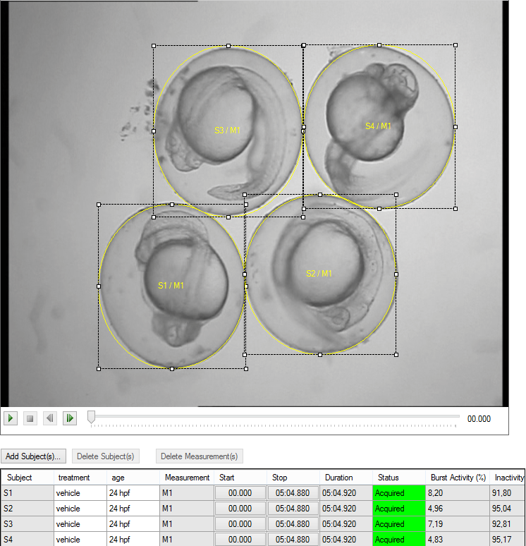 DanioScope screenshot larvae