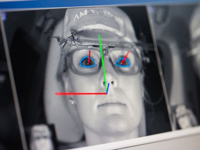 Eye tracking software on a man in a car