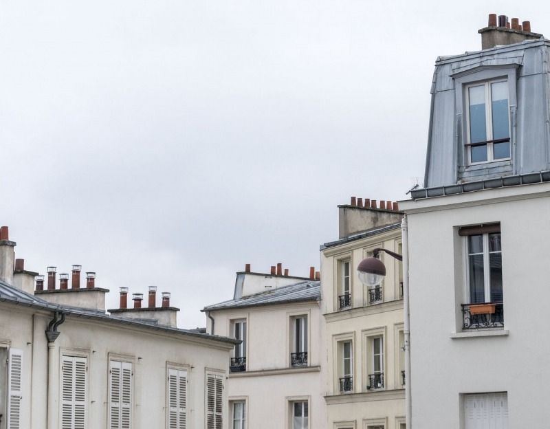 Houses in Paris France gray sky