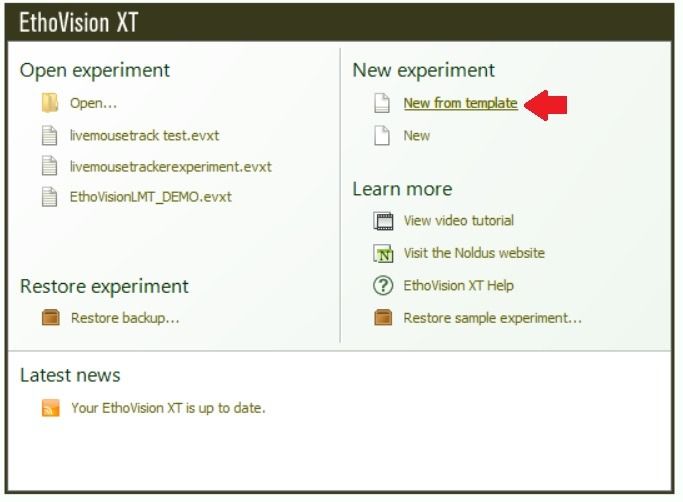 new from template EthoVision XT