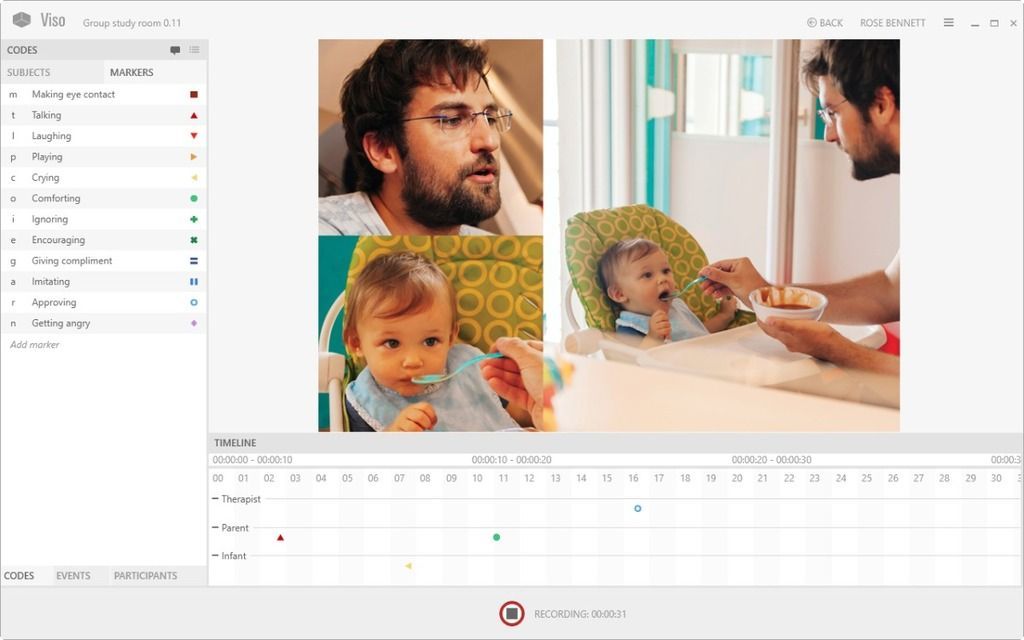 Viso screenshot father feeding baby 3 cameras timeline