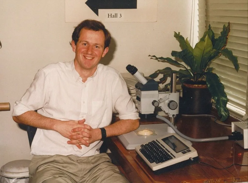 Lucas Noldus with TRS-80 Model 100