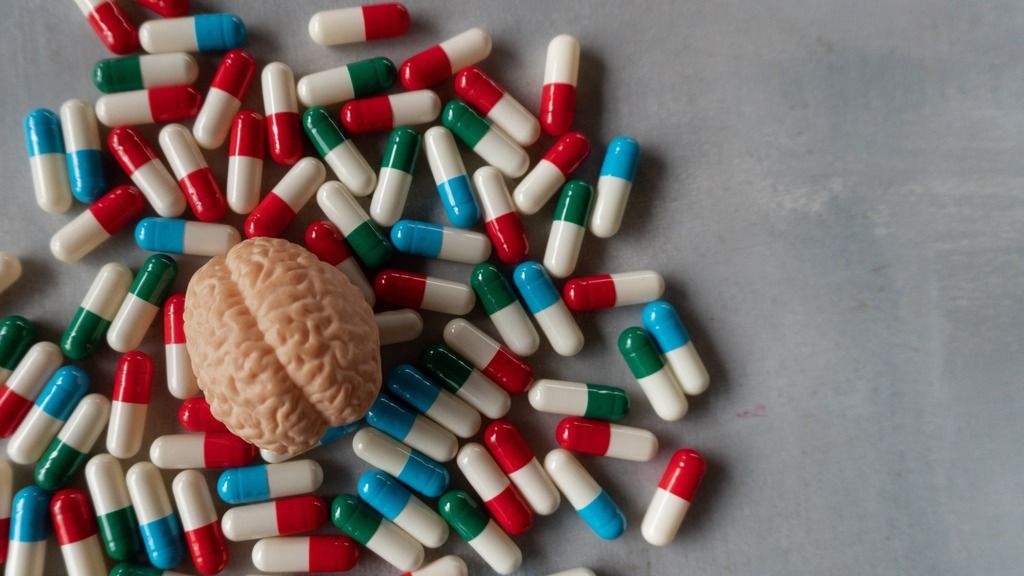 brain with pills