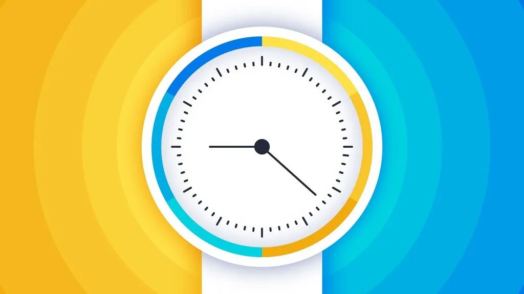 Clock with blue and yellow colors