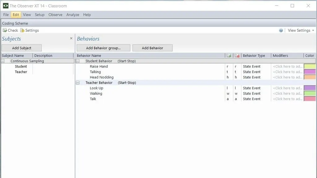 Setting up a coding scheme