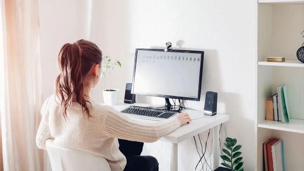 Woman working with FaceReader via webcam